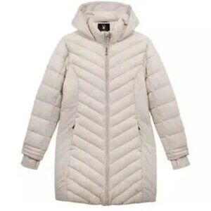 Spyder Women's Hooded Puffer Jacket - Light Gray